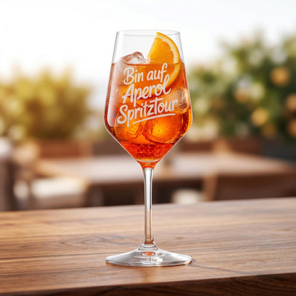 Weinglas Bin auf Aperol Spritztour – gefüllt