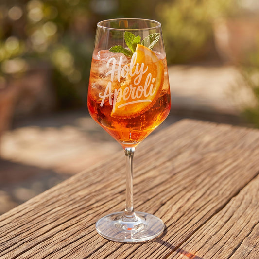 Weinglas Holy Aperoli gefüllt mit Aperol Spritz