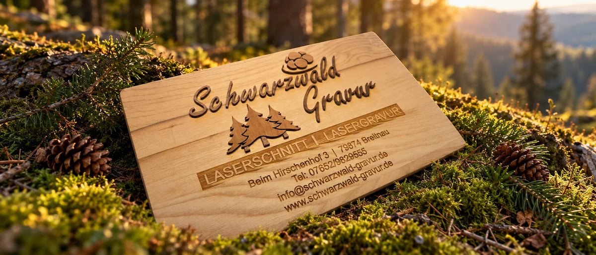 Holzschild Schwarzwald Gravur – Lasergravur und Laserschnitt aus Breitnau